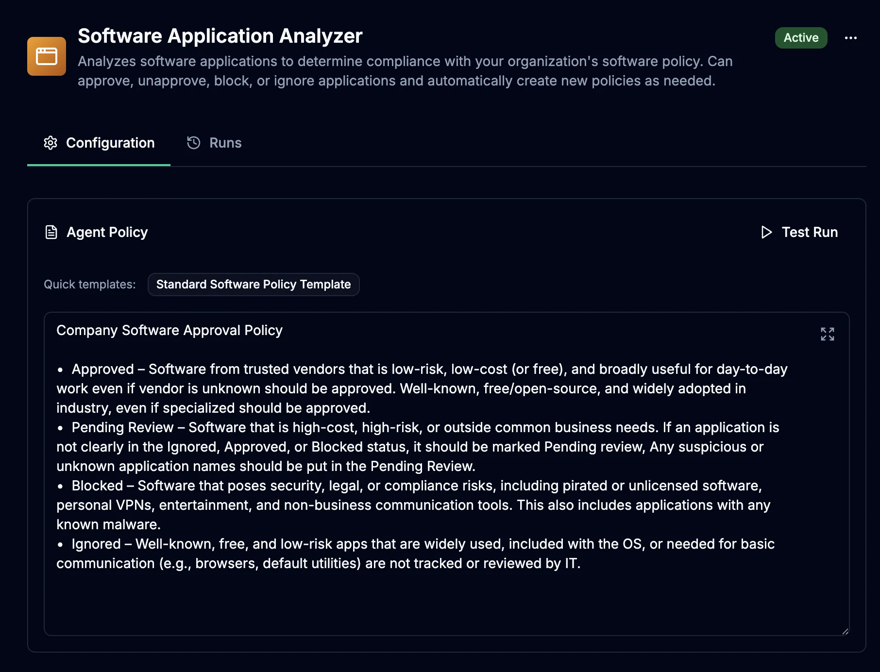 AI Software Policy Agent Dashboard
